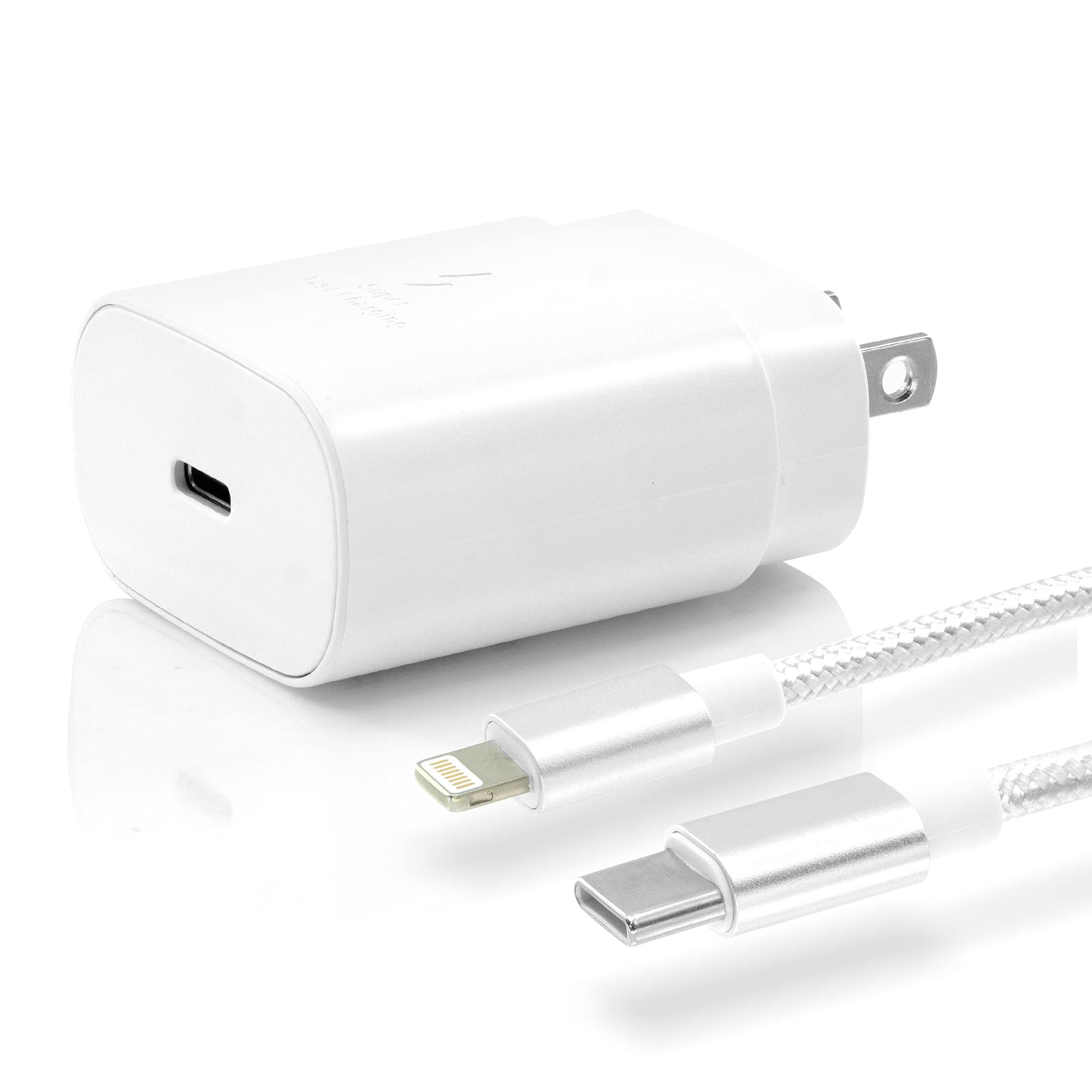 Fast Adaptive Wall Charger, Adapter, 25W for iPhone 13, 13 Pro, 12,12 Pro,12 Mini, X, XR, XS, iPad, Ultra Fast with 3' Cable
