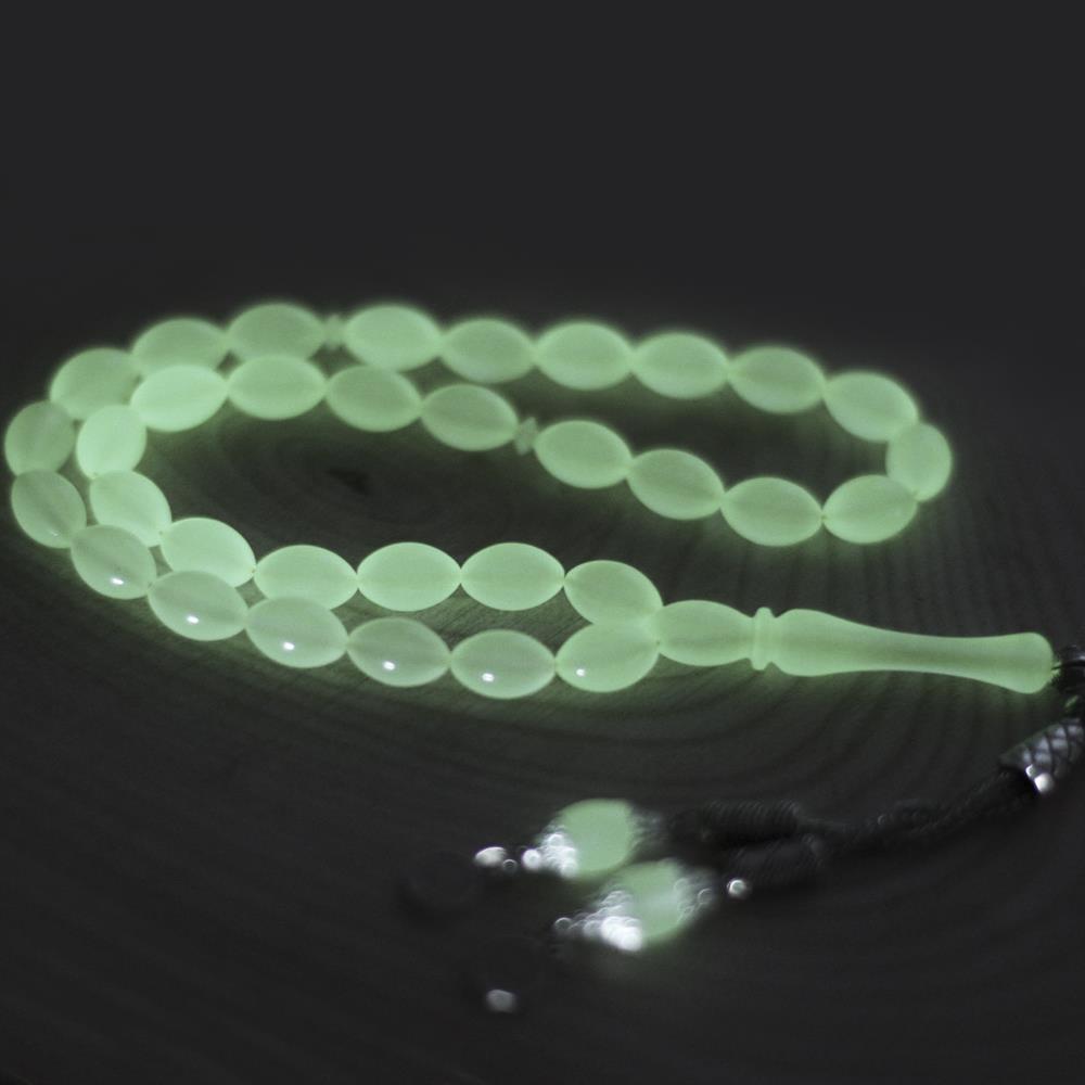 Tesbih 33luk Kedi Gozu (Cat's Eye) - Arpa Kesim - 4x6 mm - Prayer Beads - Glowing