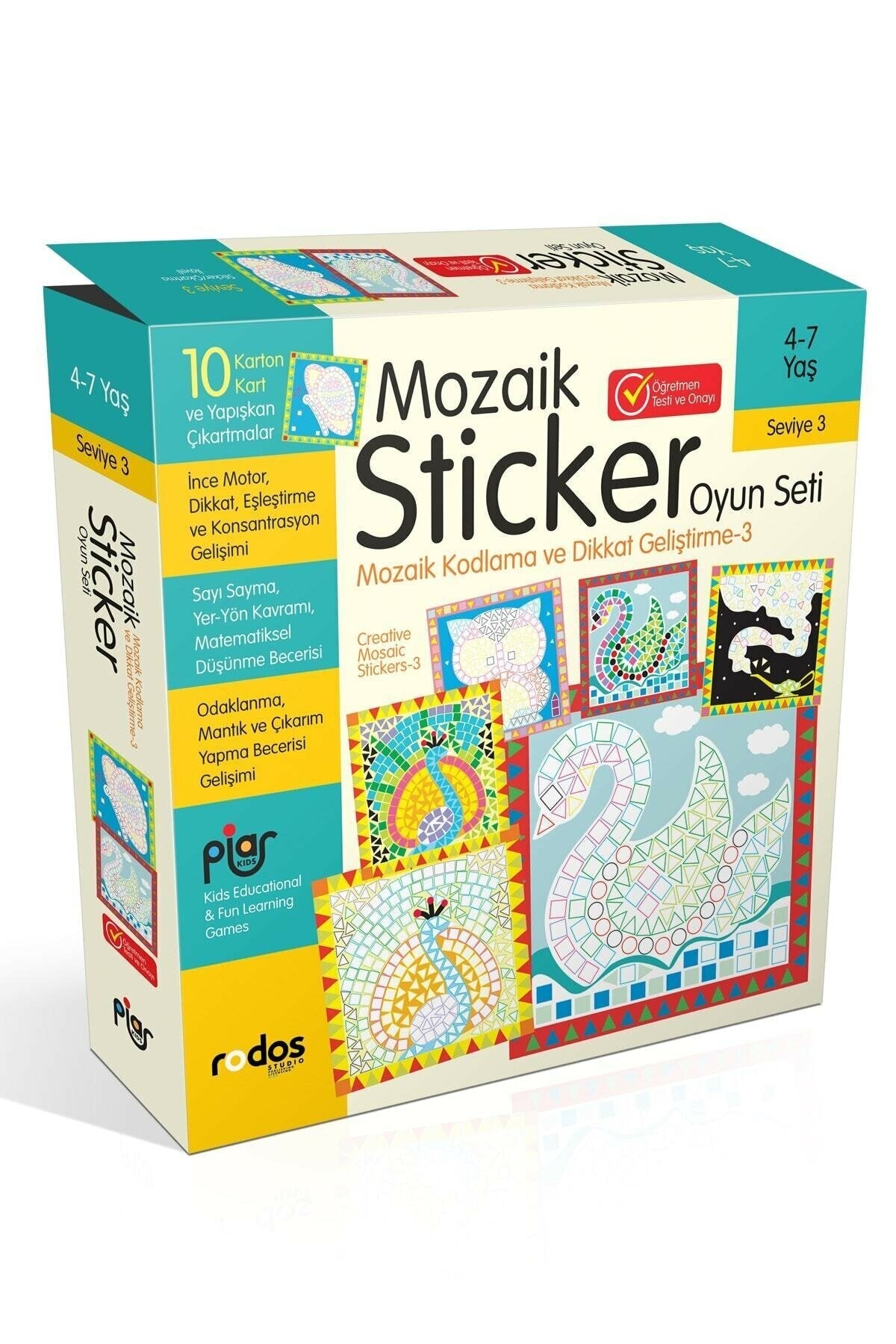 Piar Kids Mozaik Sticker (çıkartma) Oyun Seti / Mozaik Kodlama Ve Dikkat Geliştirme / 3. Seviye / 4-7 Yaş