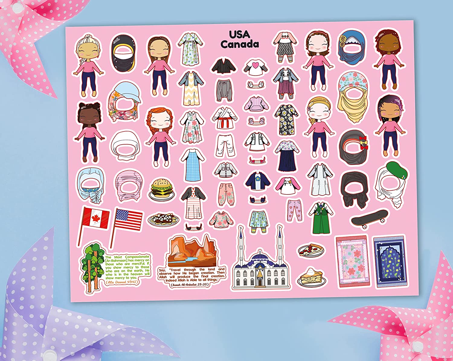 Muslim World Fashion Style 1 Sticker Book. 300 Reusable Stickers