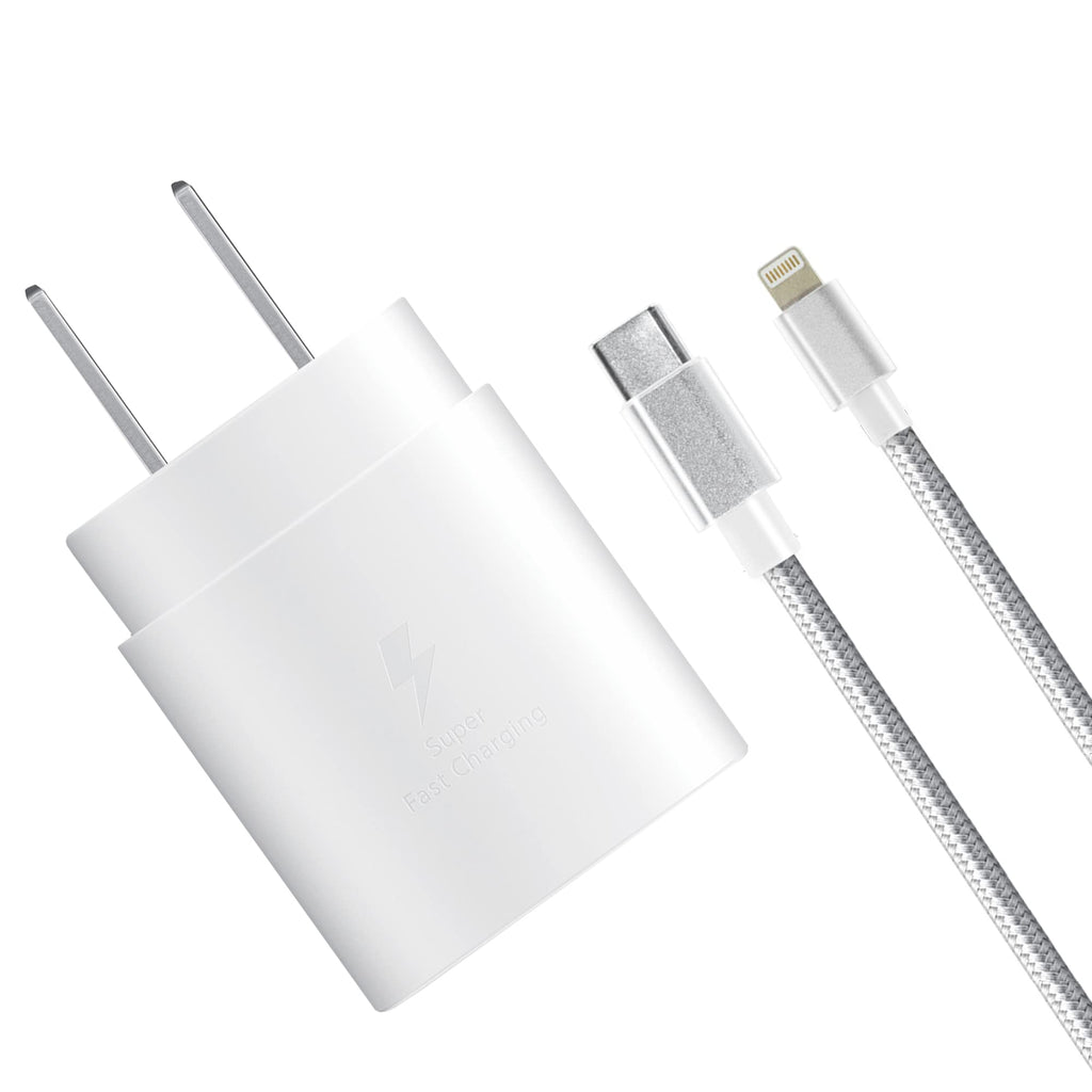 Fast Adaptive Wall Charger, Adapter, 25W for iPhone 13, 13 Pro, 12,12 Pro,12 Mini, X, XR, XS, iPad, Ultra Fast with 3' Cable