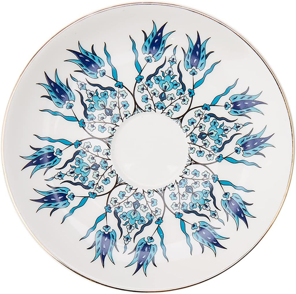 Karaca Iznik Çini Porcelain Espresso Turkish Coffee Cup Set of 6, 12 Piece, 90ml, White Multi