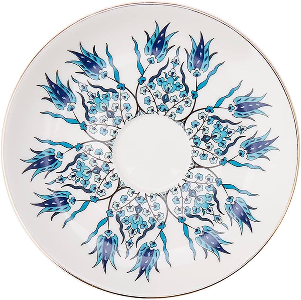 Karaca Iznik Çini Porcelain Espresso Turkish Coffee Cup Set of 6, 12 Piece, 90ml, White Multi