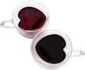 Double Walled Glass Coffee Mugs, 8.5oz/250ml Insulated Espresso Cups, Set of 2 (Heart Shape)