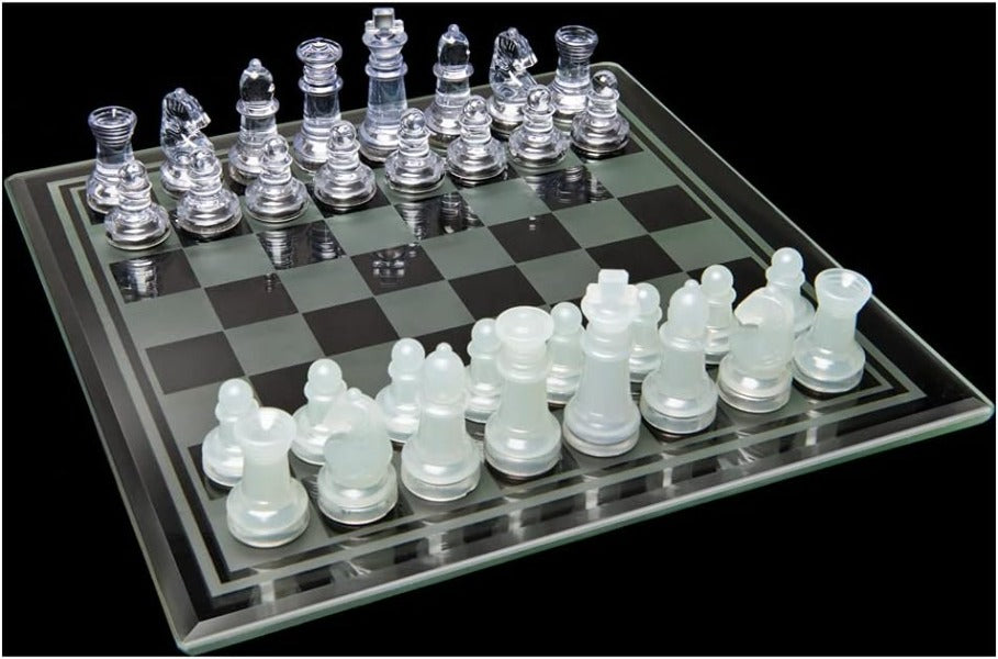 Chess & Checkers Set with Glass Board