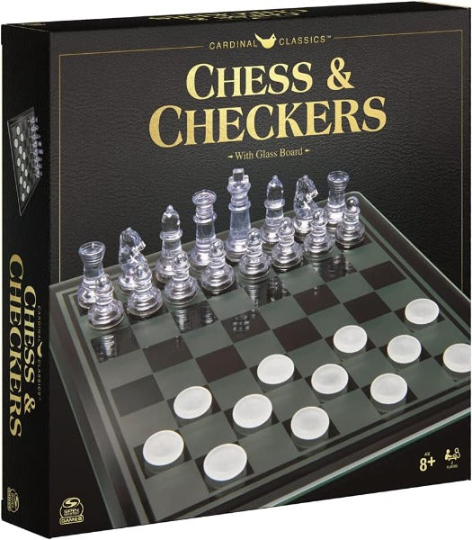 Chess & Checkers Set with Glass Board