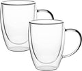 Double Walled Glass Coffee Mugs 8.5oz / 250ml,  (Set of 2) (Regular Shape 250 ml)
