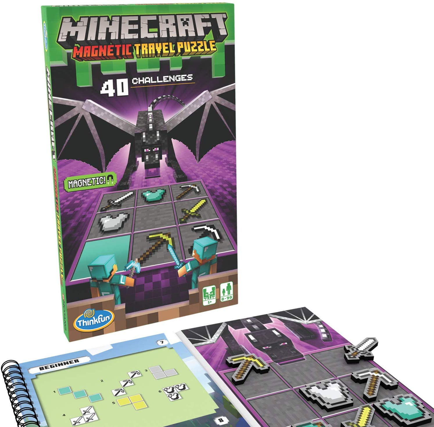 ThinkFun Minecraft Magnetic Travel Puzzle Logic Game & STEM Toy for Kids Ages 8 & Up