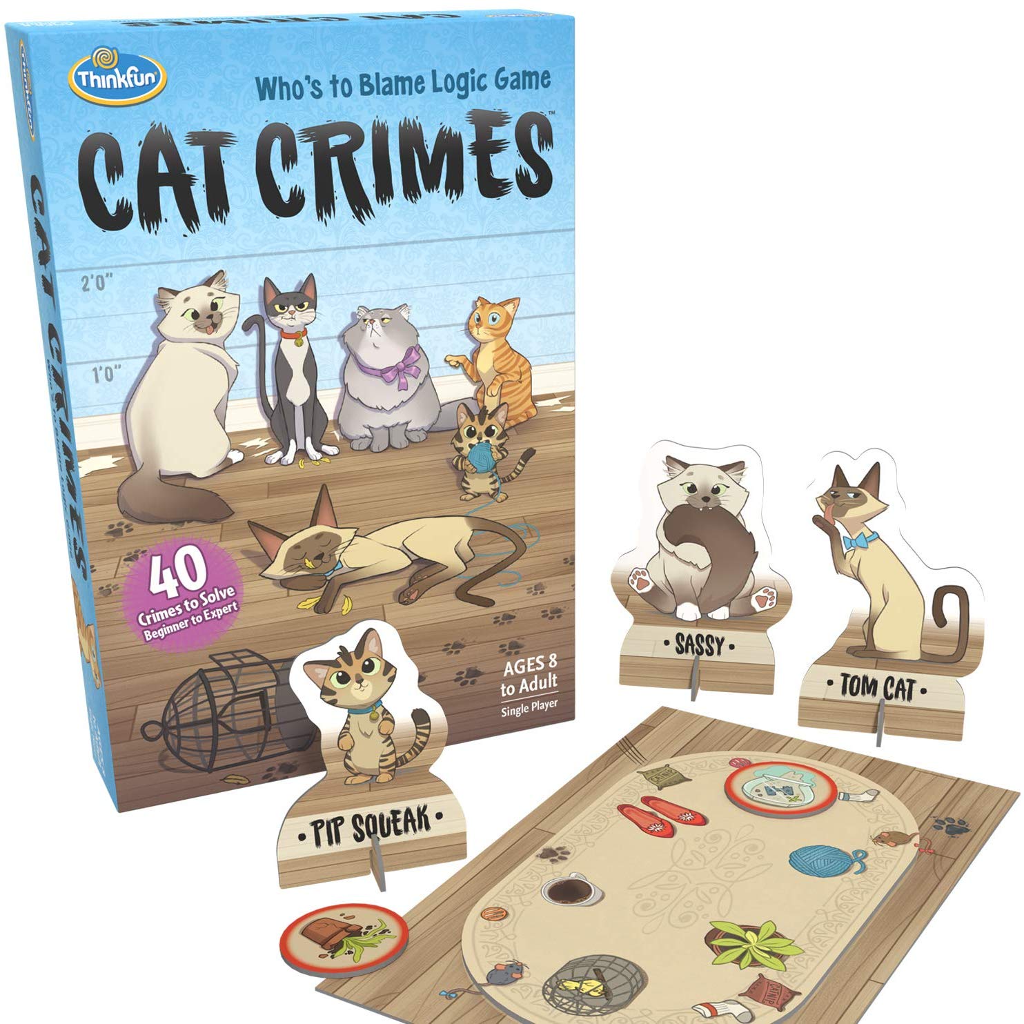 ThinkFun Cat Crimes Brain Game and Brainteaser for Boys and Girls Age 8 and Up - A Smart Game with a Fun Theme and Hilarious Artwork