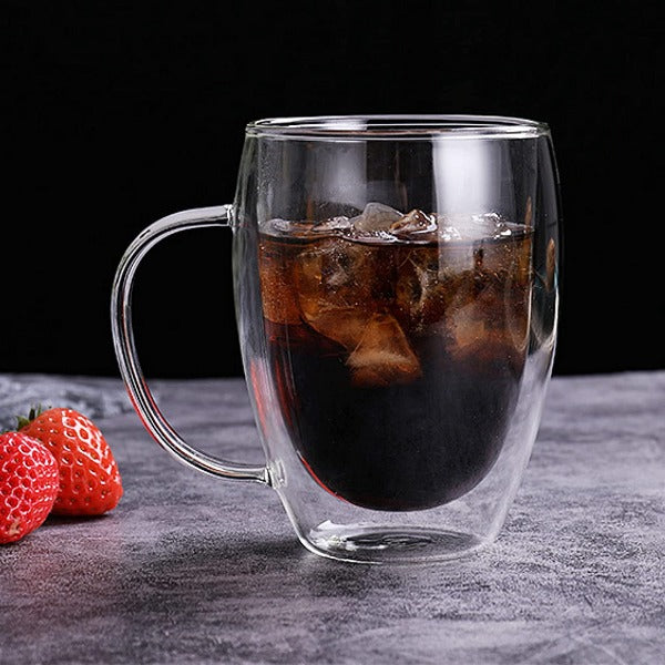 Double Walled Glass Coffee Mugs 8.5oz / 250ml,  (Set of 2) (Regular Shape 250 ml)