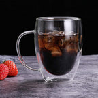 Double Walled Glass Coffee Mugs 8.5oz / 250ml,  (Set of 2) (Regular Shape 250 ml)