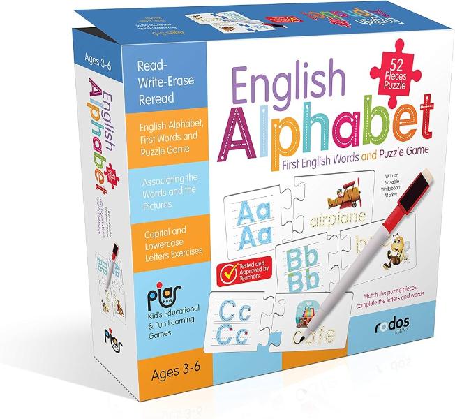 English Alphabet - First English Words and Puzzle Game - 52 Pieces Puzzle
