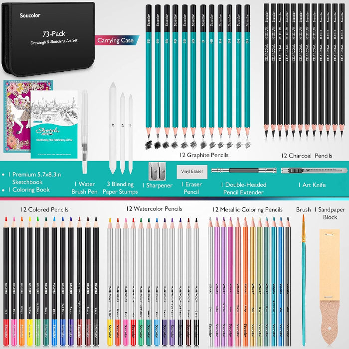 Soucolor 73 Pack Art Supplies Sketching Kit
