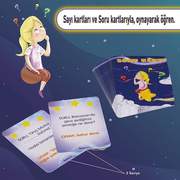 Canım Ramazan - Katlanabilir Masa Oyunu | Ramazan için Eğlenceli, Öğretici ve Özgün Aktivite Hediyesi | 5 Yaş ve Üzeri Çocuklara Uygun 50 Oyun Kartı, 20 x 20 inches Katlanabilir Oyun Mukavvası ve Kutusu