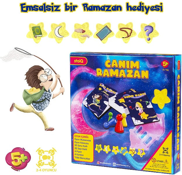 Canım Ramazan - Katlanabilir Masa Oyunu | Ramazan için Eğlenceli, Öğretici ve Özgün Aktivite Hediyesi | 5 Yaş ve Üzeri Çocuklara Uygun 50 Oyun Kartı, 20 x 20 inches Katlanabilir Oyun Mukavvası ve Kutusu