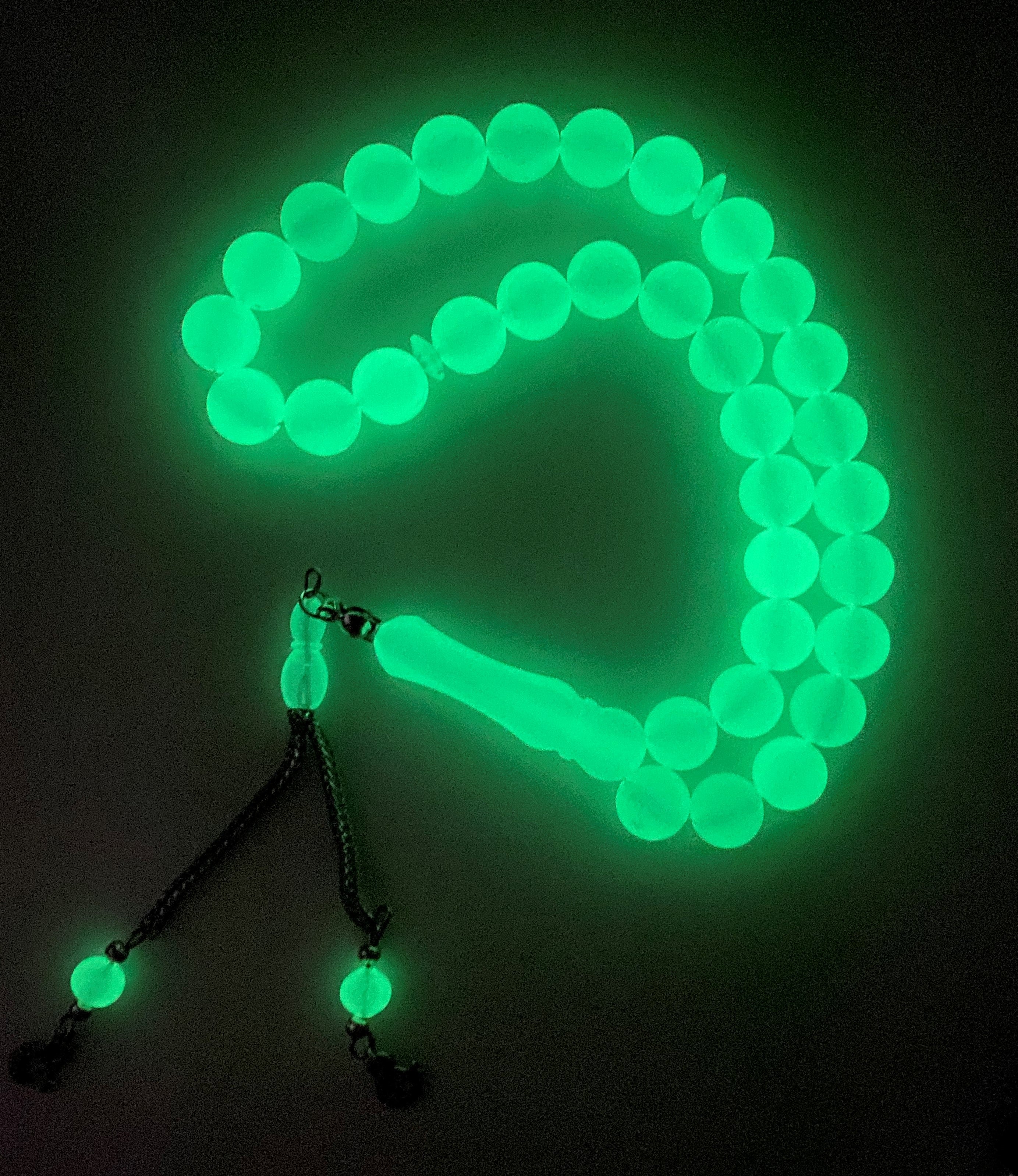 Tesbih 33luk Kedi Gozu (Cat's Eye) - Kure Kesim - 9 mm - Prayer Beads - Glowing