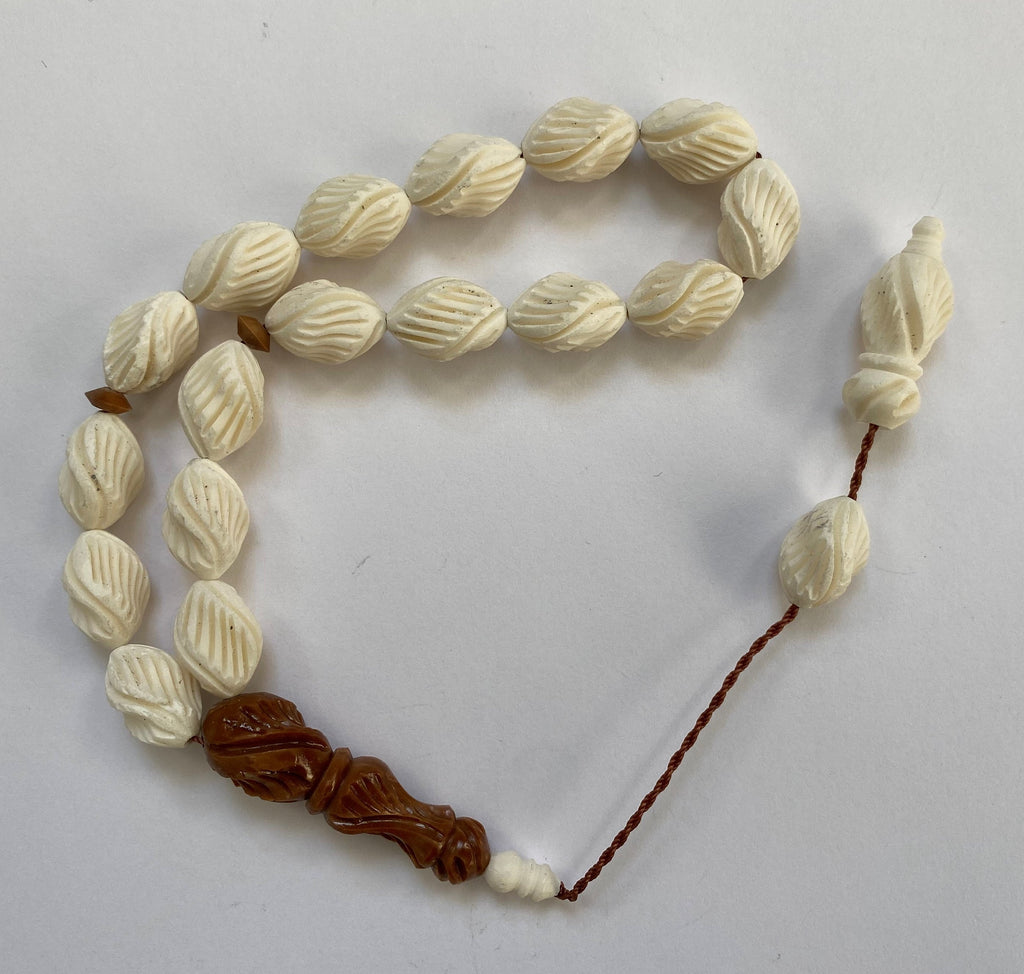 Tesbih 17lik Deve Kemigi (Camel Bone) - Arpa Kesim - 10x15 mm - Prayer Beads