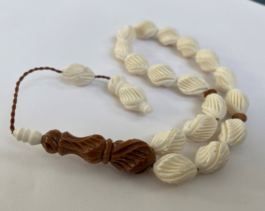Tesbih 17lik Deve Kemigi (Camel Bone) - Arpa Kesim - 10x15 mm - Prayer Beads