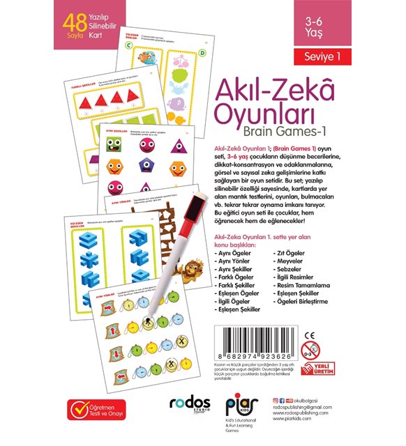 Piar Kids / Akıl-Zeka Oyunları 3-6 Yaş / Seviye 1