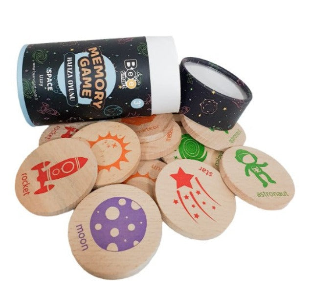 Bee Smart Memory Game Space 3 Yaş ve Üzeri Eşleştirme Ahşap Hafıza Oyunu