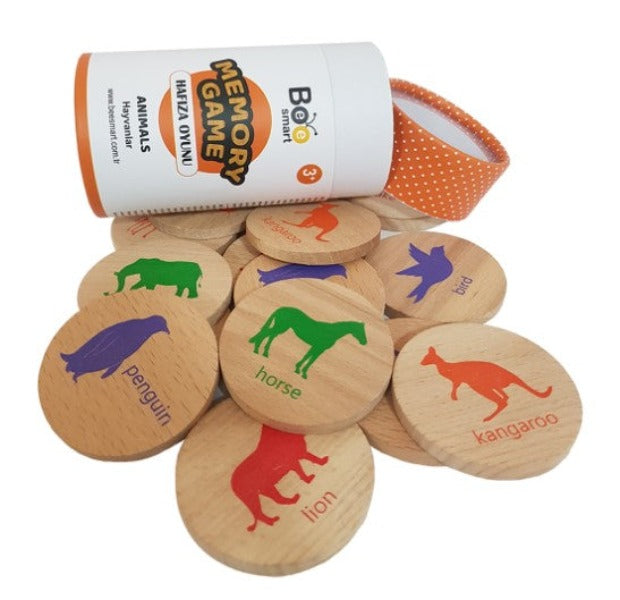 Bee Smart Memory Game Animals Klasik 3 Yaş ve Üzeri Eşleştirme Ahşap Hafıza Oyunu