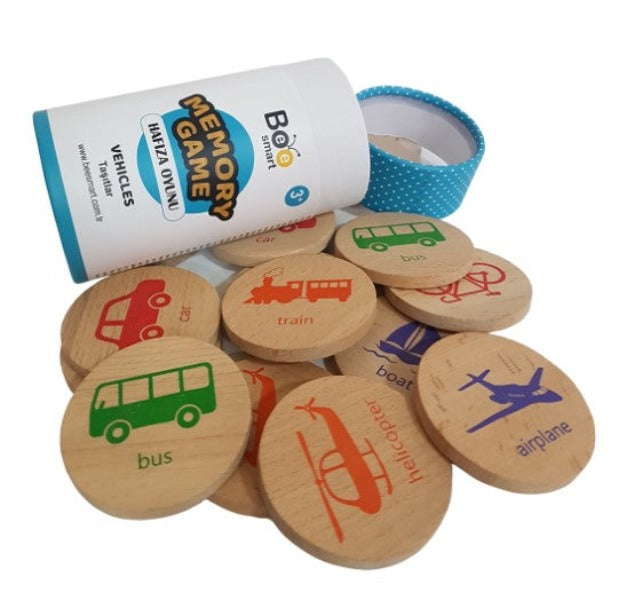 Bee Smart Memory Game Vehicles Klasik 3 Yaş ve Üzeri Eşleştirme Ahşap Hafıza Oyunu