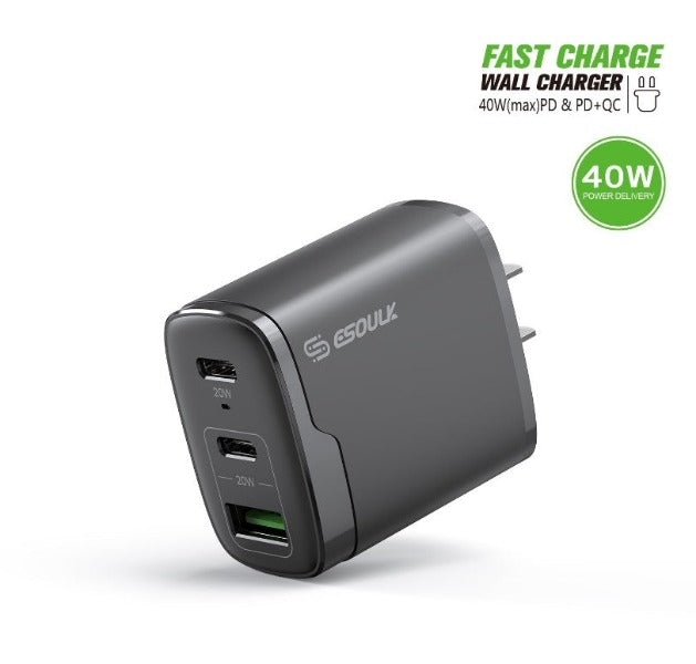 40W Dual PD+QC FAST WALL CHARGER