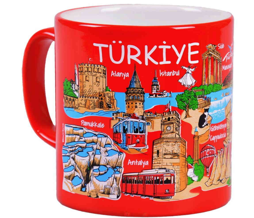 Türkiye Temalı Seramik Renkli Baskılı Kupa 82x90 mm