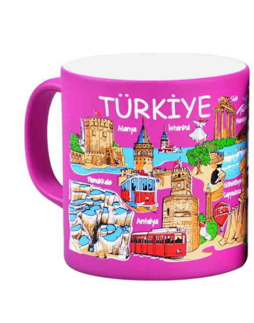 Türkiye Temalı Seramik Renkli Baskılı Kupa 82x90 mm