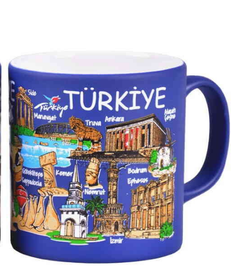 Türkiye Temalı Seramik Renkli Baskılı Kupa 82x90 mm