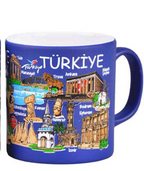 Türkiye Temalı Seramik Renkli Baskılı Kupa 82x90 mm