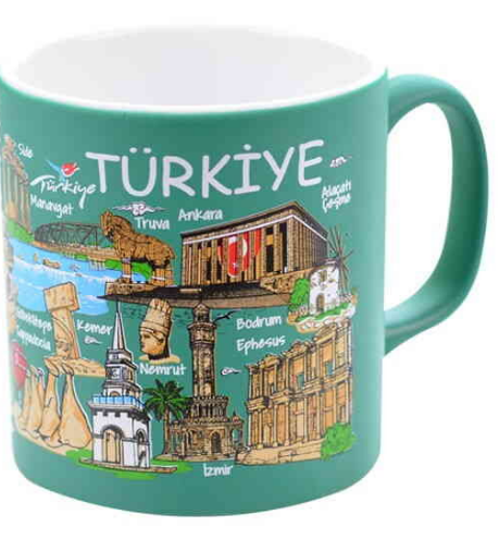 Türkiye Temalı Seramik Renkli Baskılı Kupa 82x90 mm