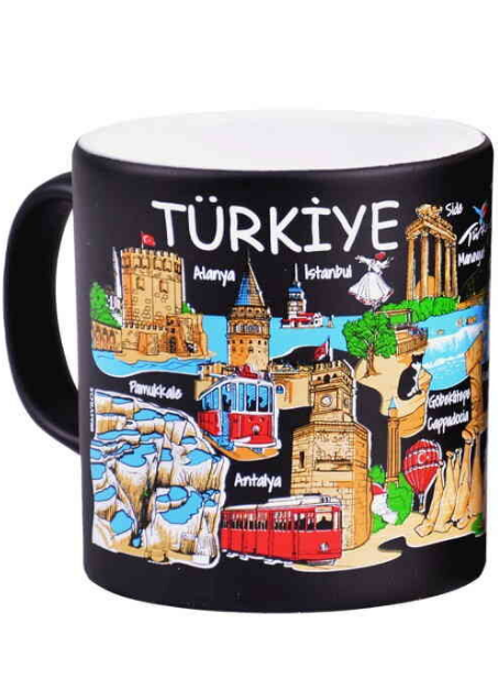 Türkiye Temalı Seramik Renkli Baskılı Kupa 82x90 mm