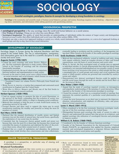 QuickStudy | Sociology Laminated Study Guide