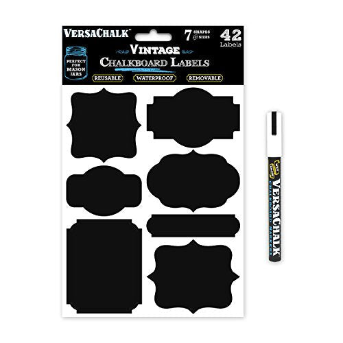 VERSA CHALK Vintage Black Vinyl Chalkboard Removable Waterproof Sticker Labels