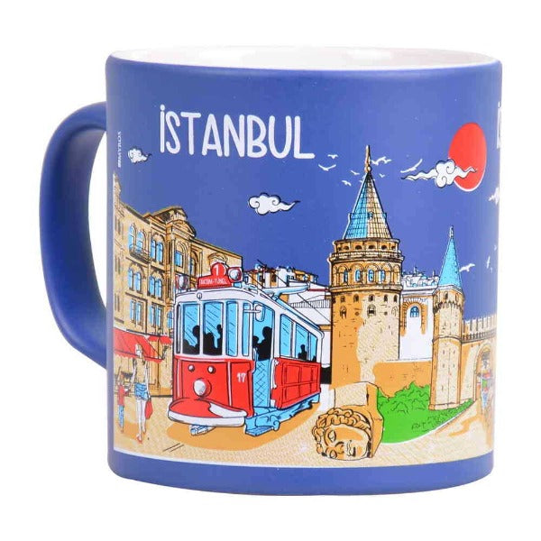 İstanbul Temalı Kutulu Renkli Baskılı Seramik Kupa - 82x90 mm