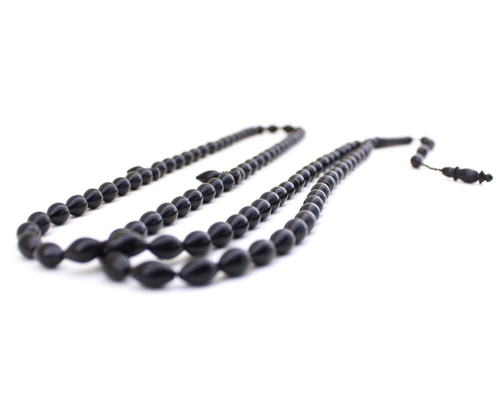 Tesbih 99luk Kuka (Kokka) - Arpa Kesim - 4x6 mm - Prayer Beads - Black