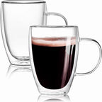 Double Walled Glass Coffee Mugs 11.8oz / 350ml, Large Insulated Espresso Cups ,  (Set of 2) (Regular Shape 250 ml)