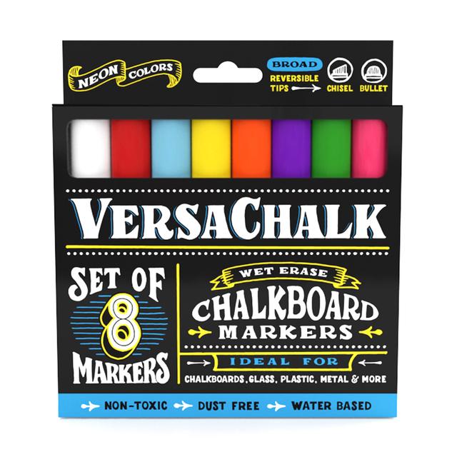 VERSA CHALK Neon Liquid Chalk Markers - Bold (8 Pack)