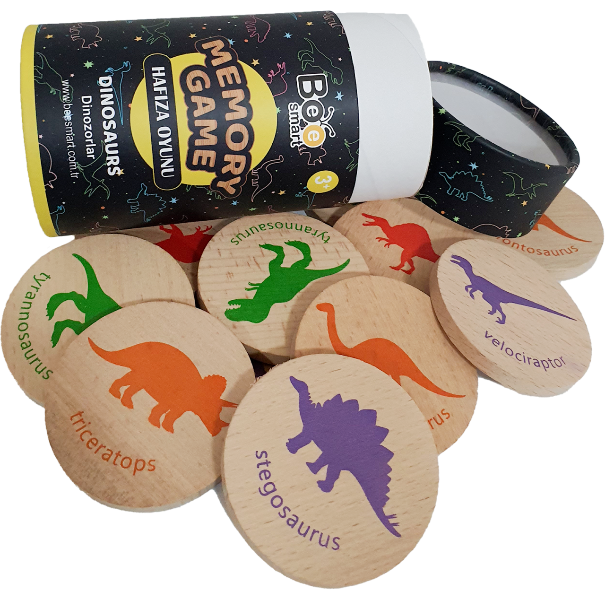 Bee Smart Memory Game Dinosaurs 3 Yaş ve Üzeri Eşleştirme Ahşap Hafıza Oyunu