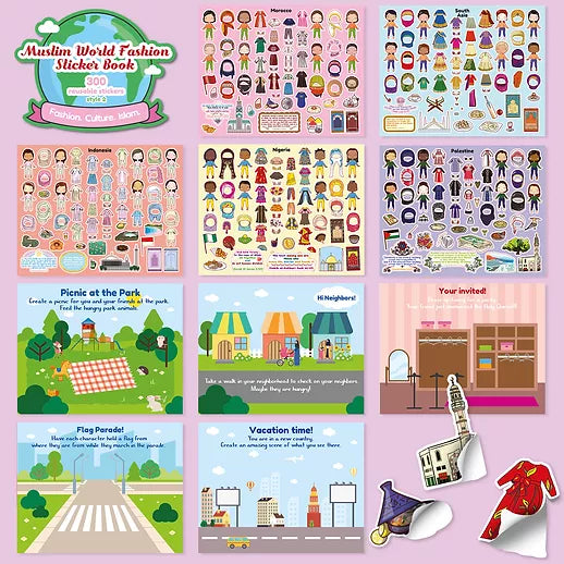 Muslim World Fashion Style 2 Sticker Book. 300 Reusable Stickers.