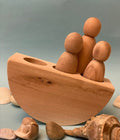 3 Peg Doll with a boat, Natural Handmade Wooden Toy