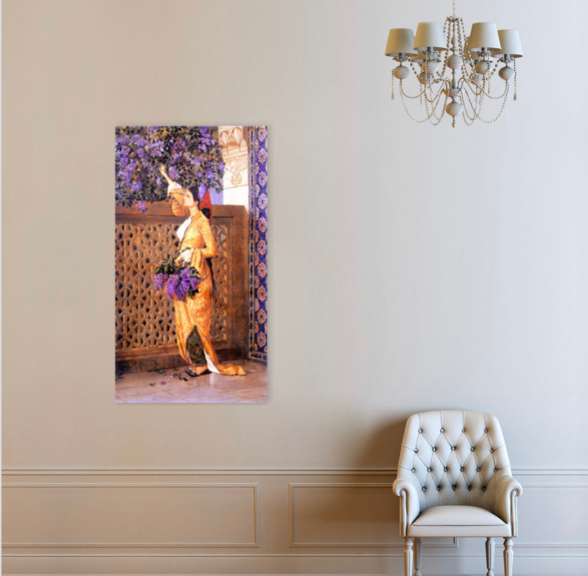 Leylak Toplayan Kiz Kanvas Tablo 40x75 cm