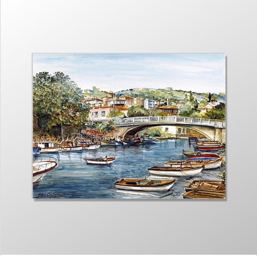 Goksu’da Kayiklar Kanvas Tablo 65cm-50cm