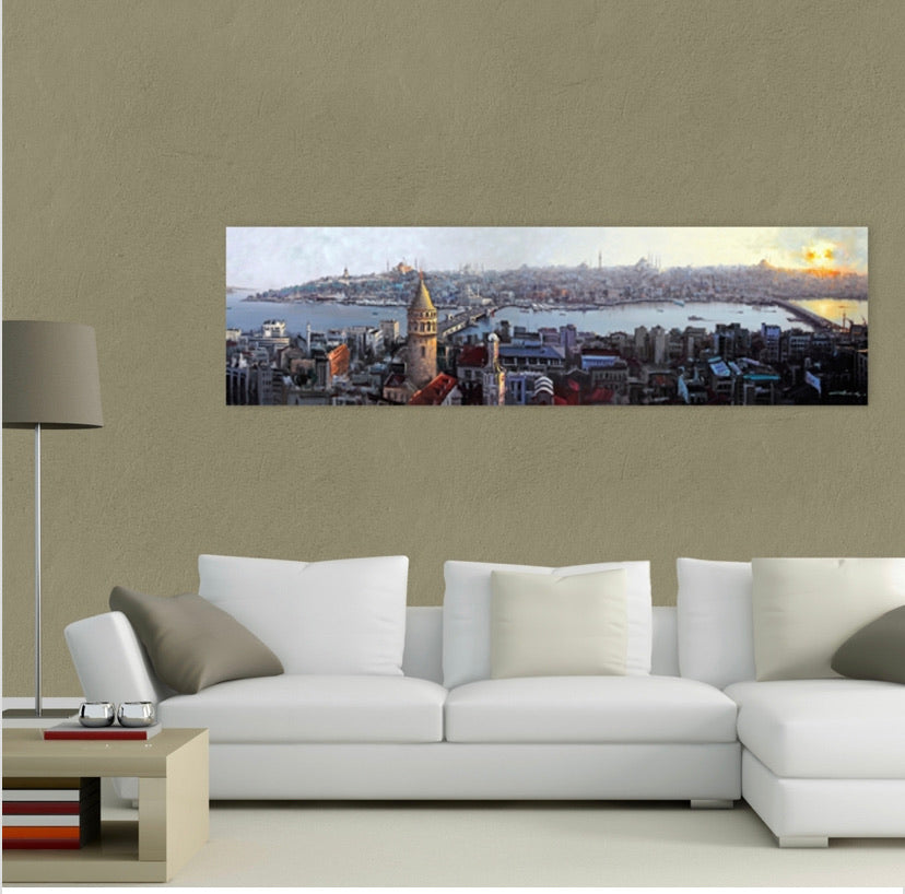 Galata Haliç Çerçeveli Tablo 160x55 cm