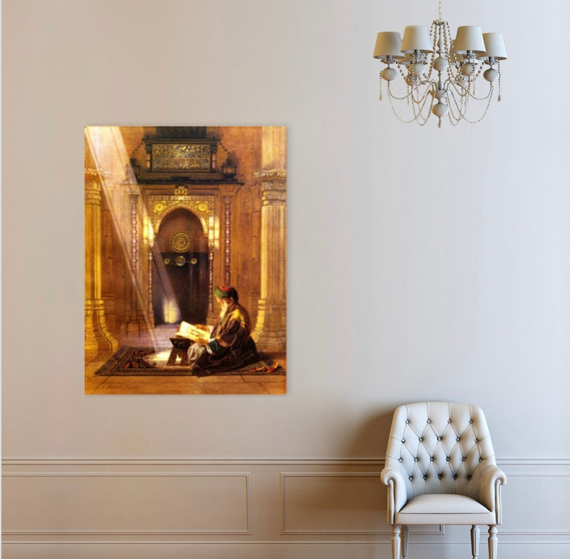 Bir Camide Kuran Okuyan Adam Kanvas Tablo 50cm-65cm
