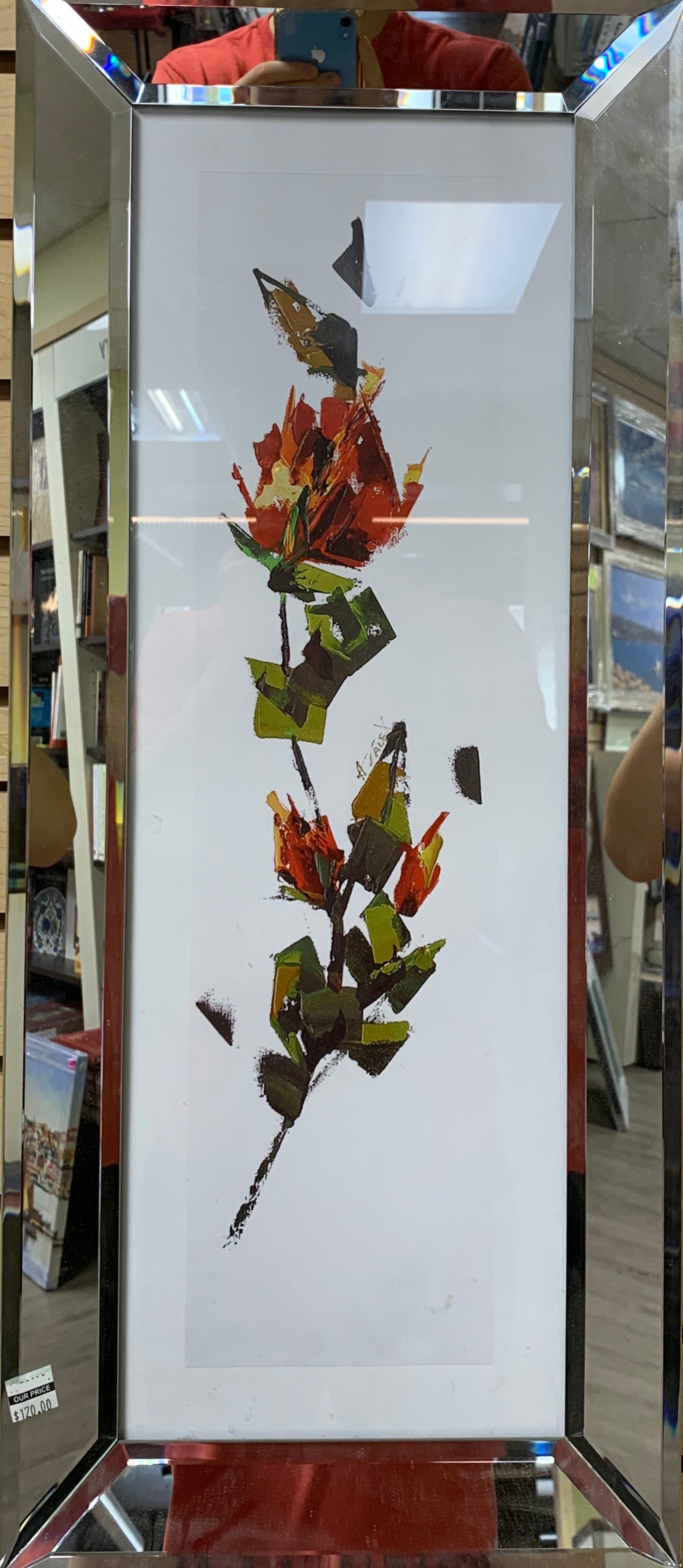 Artistik Çiçek Aynali Çerçeveli Tablo 30x70 cm