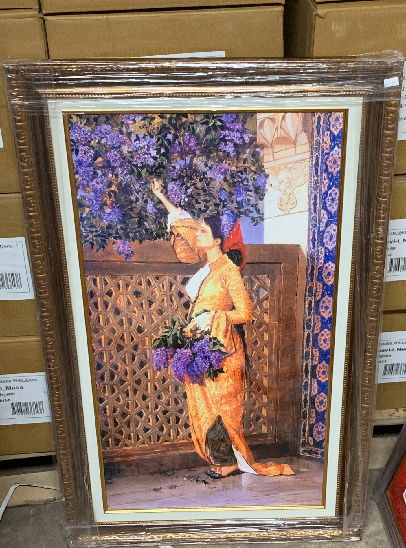 Leylak Toplayan Kiz Kanvas Tablo 55x90 cm