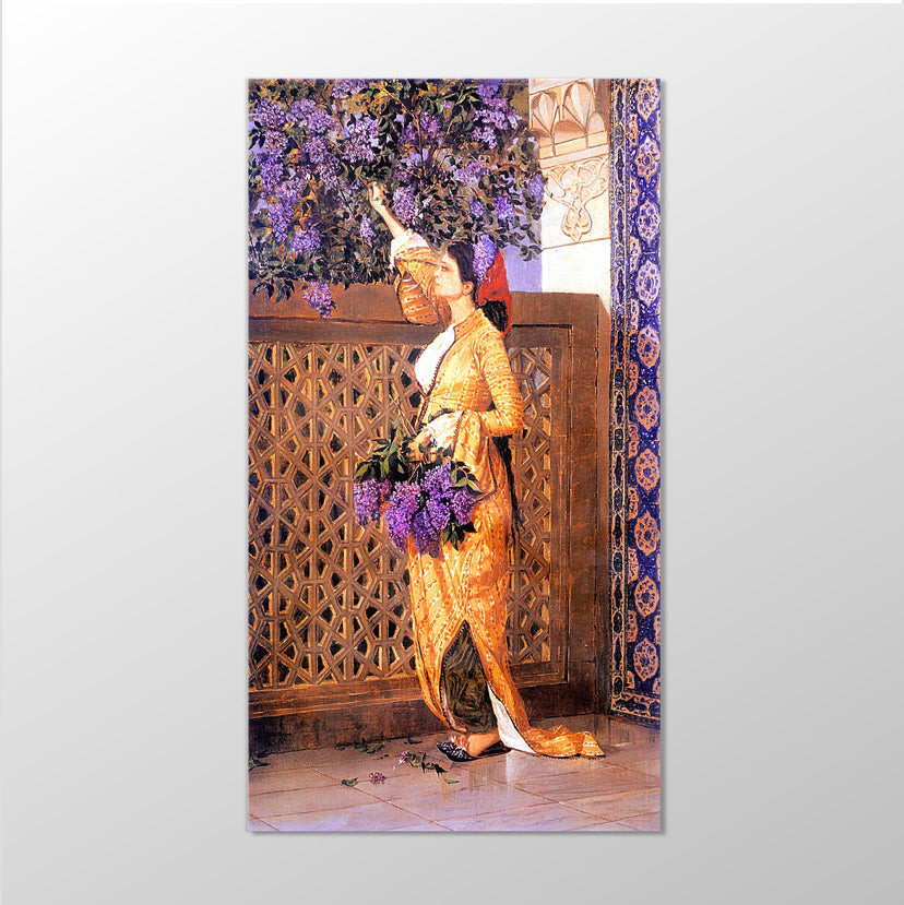 Leylak Toplayan Kiz Kanvas Tablo 40x75 cm