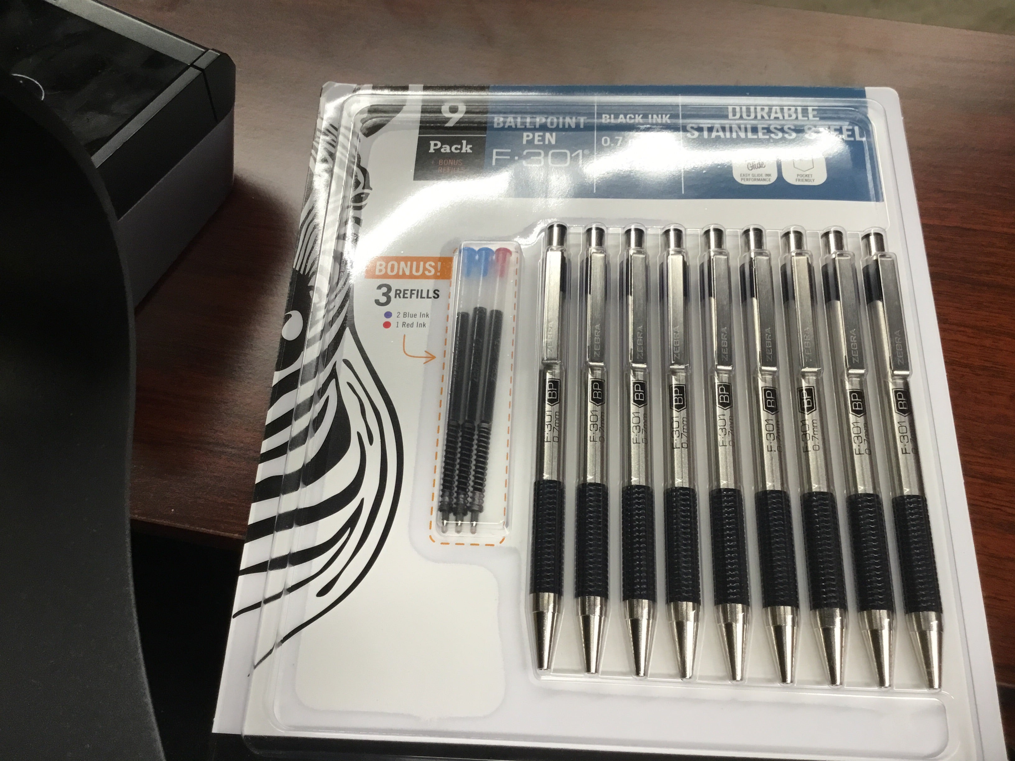 Zebra Ballpoint Pen F-301 Durable Stainless Steel (Each)